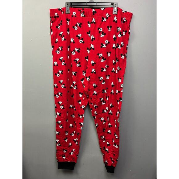 Disney Store MICKEY MOUSE Pajama Bottoms Mens XL‎ Jogger Lounge Pants Red Black - Picture 1 of 8